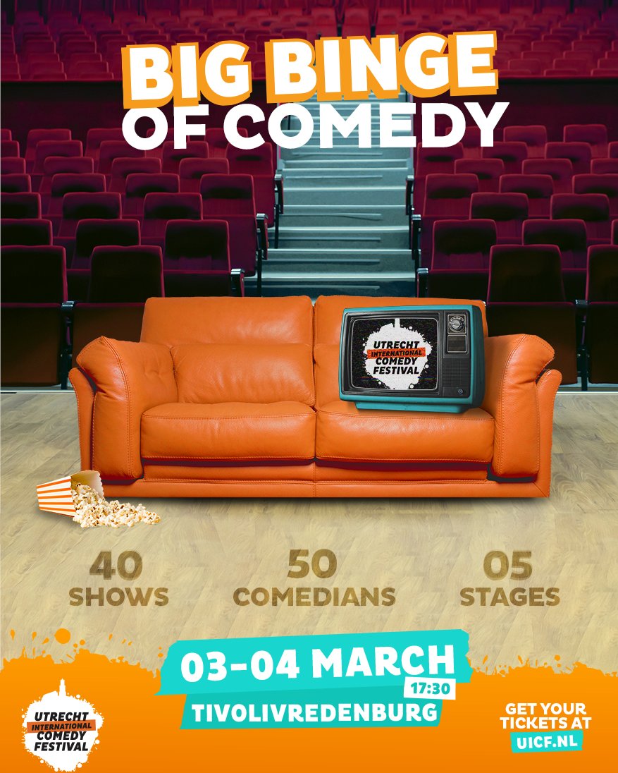 🎭 Breaking News! 🎭

Utrecht International Comedy Festival is in full effect right now. The cherry on top next week is the Big Binge, of course. 🍒

The Big Binge of Comedy is selling out fast. Check out the link for details.

bit.ly/ticketsbboc