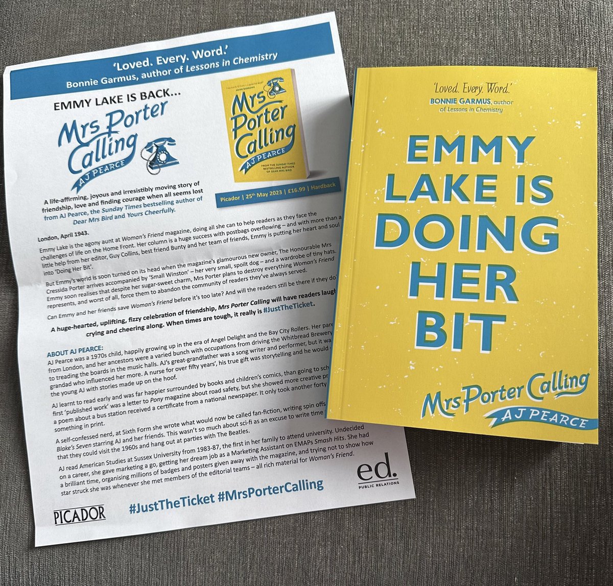 Bookmadjo's tweet photo. My last bookmail from @ed_pr made me emit a noise possibly only heard by dogs! The 3rd book in #TheEmmyLakeChronicles, #MrsPorterCalling by @ajpearcewrites which I cannot wait to read. I loved the first 2 books in the series, #DearMrsBird and #YoursCheerfully. Thank you so much! https://t.co/AJ3MQ5Dg4j