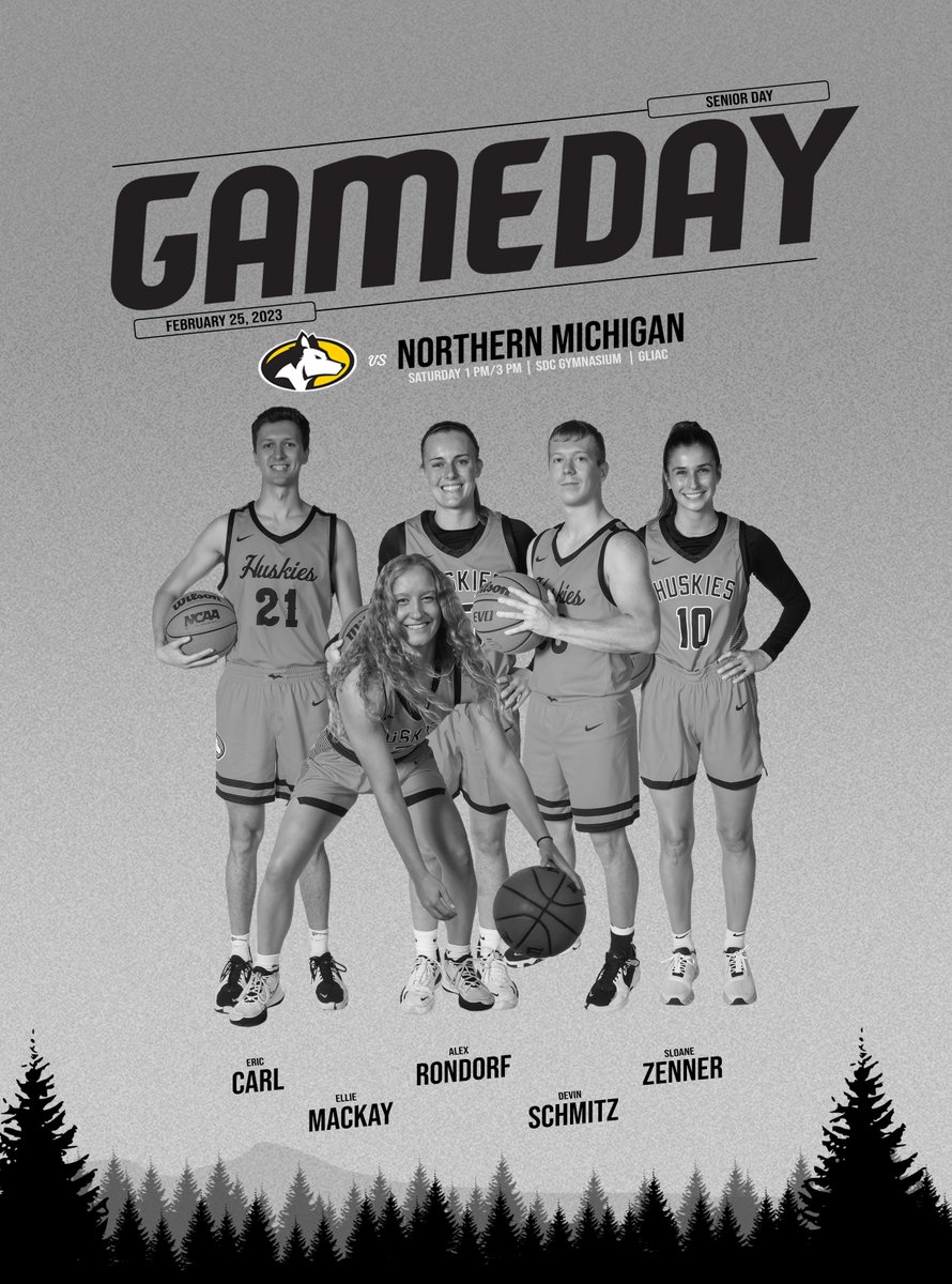 Help us celebrate Senior Day at the SDC! #GLIACMBB #FollowtheHuskies

🕒3 p.m.
🏟️ SDC Gymnasium
🆚 Northern Michigan
📺 FOX-UP (TV) | FloSports (stream)
📻 Mix 93.5 FM WKMJ | pasty.net
📊 michigantechhuskies.com/sports/mbkb/20…