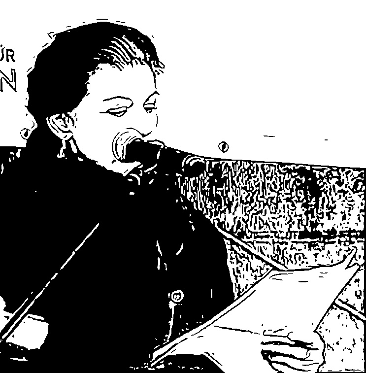 stefanu's tweet image. Sahra W. liest aus: 
'Hanni &amp;amp; Nanni und der Aufstand für Frieden'.
 #b2502