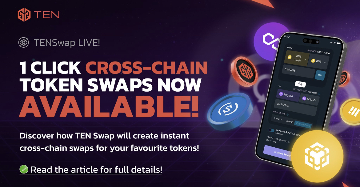 CryptoDefiGems's tweet photo. Yesss, #TENSwap from @TENfinance is now available!!💥

You’ll be able to make instant token swaps  on single and cross chain!!

Read about it below…

https://t.co/sZTHXO2oFJ https://t.co/y7bV7YRxTn