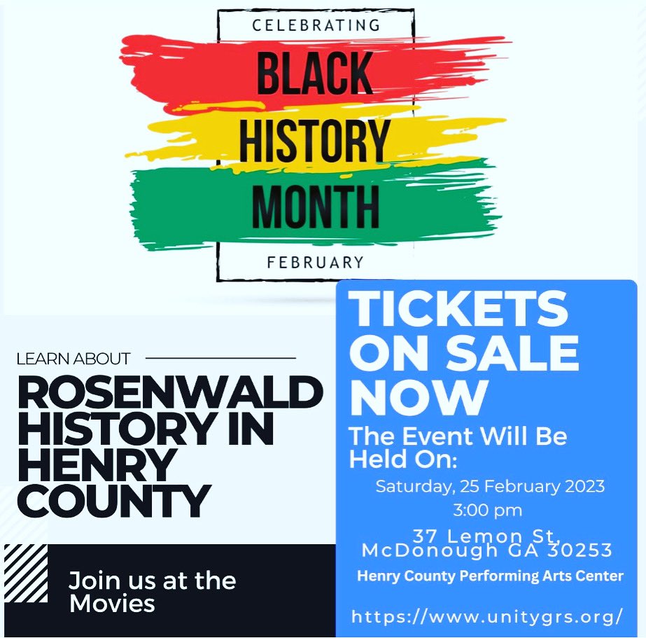 GroveUnity's tweet photo. Today is the day! Forecast calls for rain which makes it a PERFECT movie day!  Tickets can be purchased at the door for $10. Remember there is a clear bag policy.  Hope to see you there! #rosenwaldschools #BlackHistoryMonth #henrycountyga https://t.co/iIS4XNwRhE
