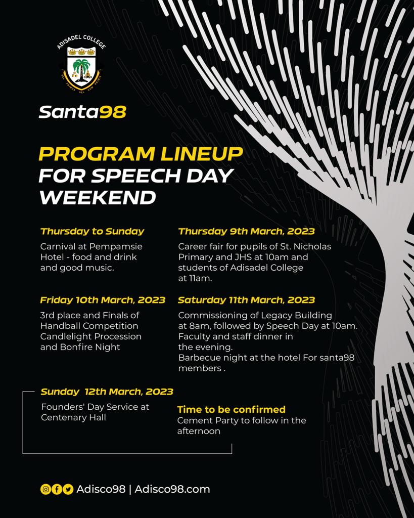 Adisco1998's tweet photo. Its a festival you cant afford to miss.
#AdiscoSpeechday2023
#Santa98
#AdisadelCollege https://t.co/TQYuPnNlcv