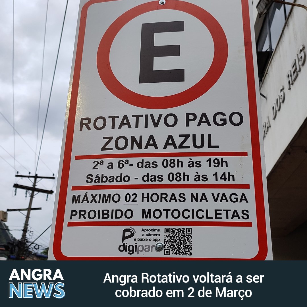 Angranews's tweet photo. A partir do dia 2 de Março, o Angra Rotativo volta a funcionar em Angra dos Reis. A medida prevê a cobrança pelas vagas de estacionamento em áreas comerciais do Centro da cidade, de Jacuecanga, da Vila Histórica de Mambucaba e na orla marítima. https://t.co/hbw8z1YwAJ