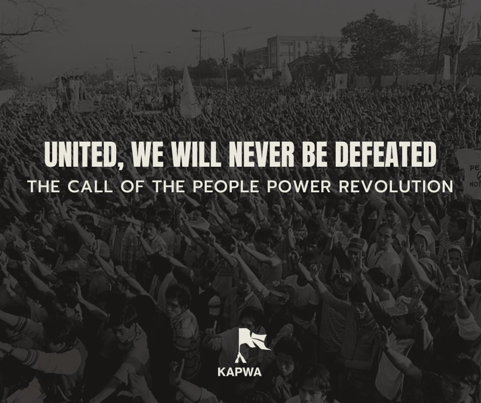 kapwa_katip's tweet photo. Thirty-seven years ago, the Philippines experienced the potential of collective power. Last year, another Marcos seized the presidency. How do we reconcile these two events? Read KAPWA’s analysis in the statement below. https://t.co/oU60SGxqZj