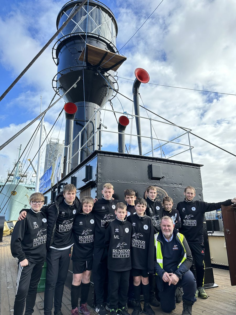 DunstonShipLtd's tweet photo. Lads from our Sponsored team @HessleSC u14s came for a preview of the Spurn Lightship today all loved the visit
@HullMaritime 
@HeritageFundNOR https://t.co/mcSF6aQAAK