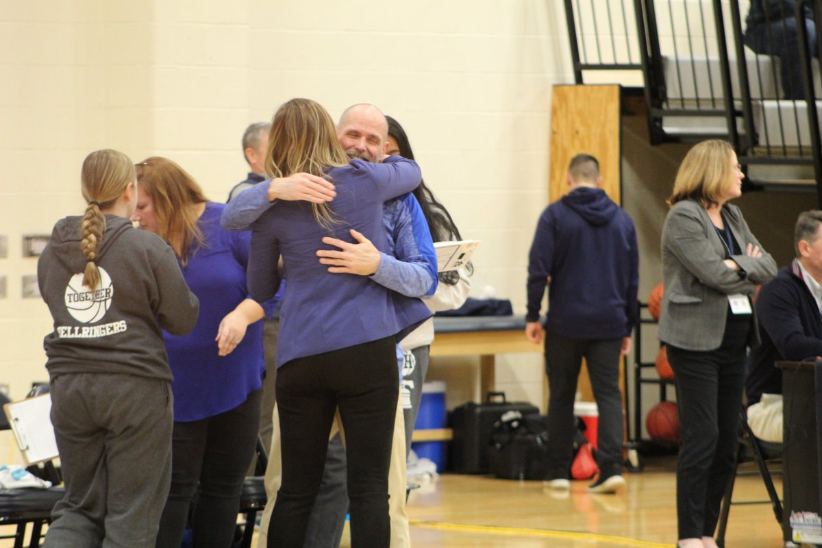 augeri_paul's tweet photo. After a "chaotic" regular season, it's clear this latest Shoreline title meant a lot to East Hampton coach Shaun Russell (with assistant Allyson Smith in the closing seconds of Friday's 35-24 win over Cromwell). @_SLC_Athletics #ctgb https://t.co/taWOJSqVZk