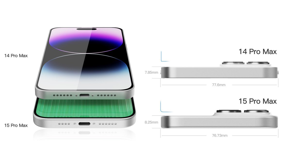 theapplehub's tweet photo. This is the iPhone 15 Pro Max! 

Thicker body, slimmer bezel, Titanium frame, no physical buttons, new cameras with periscope lens, USB-C. Would you upgrade?

Source: @UniverseIce https://t.co/LZu3afXfF6