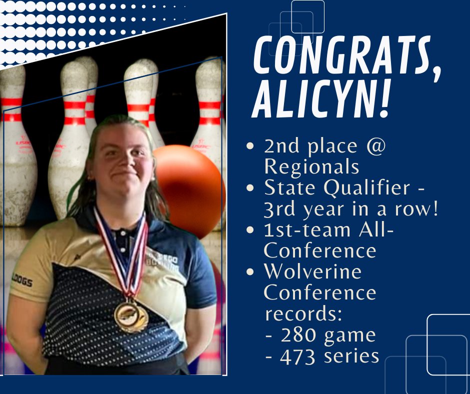 OtsegoSchools's tweet photo. Congrats to Jr Alicyn Klok who's headed to State for Bowling for the 3rd year! She's had a great season so far - she placed 2nd Friday in Regionals, earned 1st-team All-Conference and set new Conference records with her 280 game and 473 series! Way to go and good luck at State! https://t.co/OOVrDpe1RT