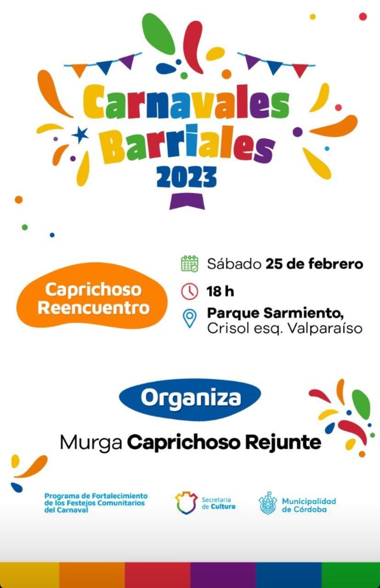 CVNvaCba's tweet photo. Vamos vecinos hoy a festejar el carnaval de Nueva Córdoba .Los esperamos!!! https://t.co/QA32KOU2b2
