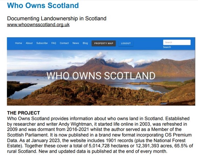 Formidable land reform campaigner <a href="/andywightman/">Andy Wightman</a> revamps his 'Who Owns Scotland' website.

A first-rate resource when you want to know who owns what, and where.

New blog ⬇️
raptorpersecutionuk.org/2023/02/25/and…