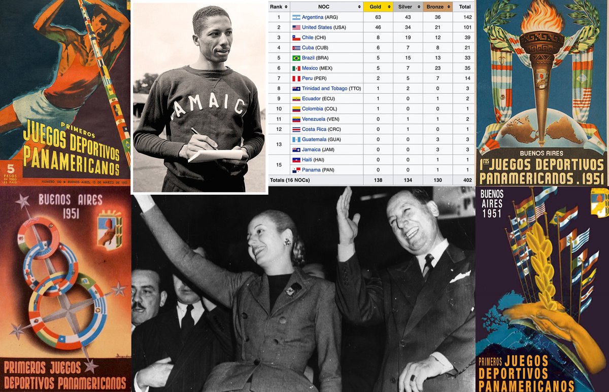 72 years ago today, on 25 Feb 1951, the first Pan American Games opened in Buenos Aires, Argentina. 2,513 athletes selected from 21 National Olympic Committees participated in events in 18 sports. #Jamaica placed 13th in medals table with three Bronzes, all won by Herb McKenley.