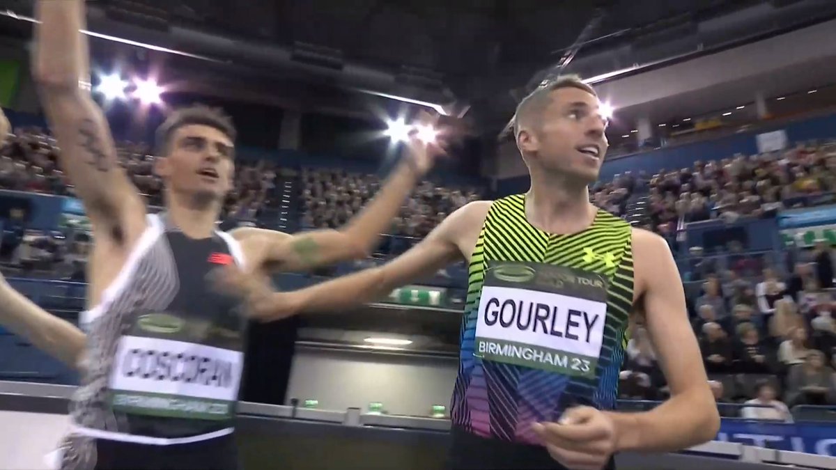HUGE runs for Ireland's Andrew Coscoran and Luke McCann as well. Coscoran runs 3:33.49, which crushes the Irish indoor record (3:36.64, Marcus O'Sullivan) and is also faster than O'Sullivan's outdoor record of 3:33.61 from 1996. McCann (3:34.76) now #2 on indoor list, #6 overall