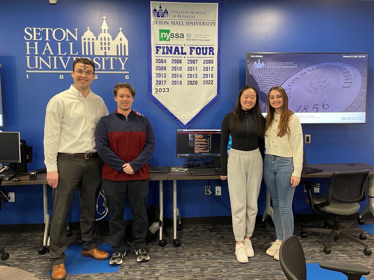 Our talented <a href="/hallBusiness/">SHU Business School</a> <a href="/CFAinstitute/">CFA Institute</a> Research Challenge Team is a TOP 3 finalist for the NY/NJ region competition! So proud of this group of outstanding students!  Looking forward to the finals on 2/28!  <a href="/SetonHall/">Seton Hall</a> <a href="/SetonHallAlumni/">Seton Hall Alumni</a>