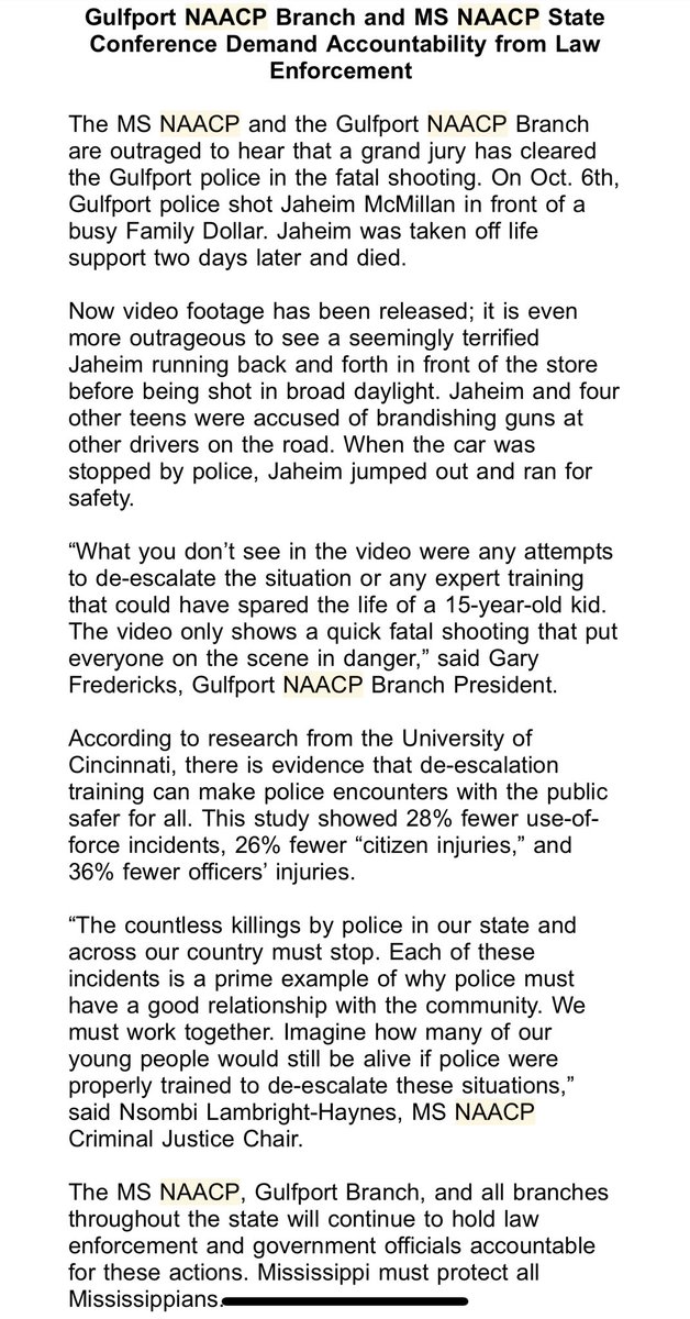 Here’s full @NAACP statement about police killing of #JaheimMcMillan: