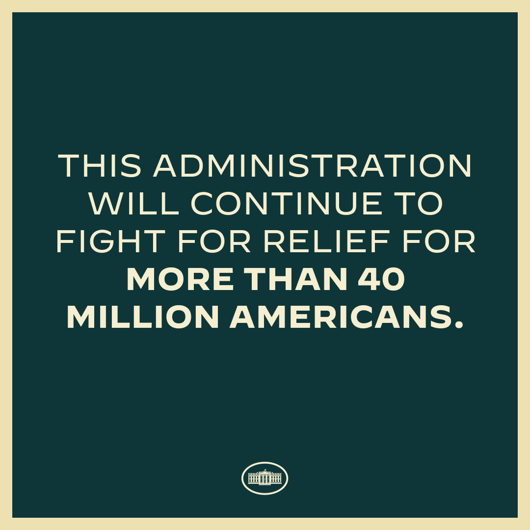 WhiteHouse46's tweet photo. Across the country, there is strong desire for the Biden-Harris Administration’s one-time student debt relief.

We are continuing to fight in court to deliver relief to tens of millions of eligible borrowers. https://t.co/1JNvFjatzC