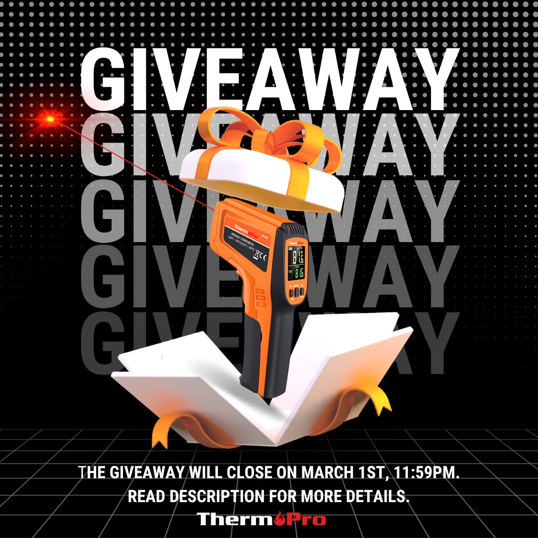 TempProOfficial's tweet photo. #GIVEAWAY TIME🎉 🤩 
We are giving away the #ThermoPro TP450 Dual Laser Temperature Gun https://t.co/HDekL7i3io🌡️ to one lucky winner!
To enter:
1. Comment below👇 do you fold your pizza or eat it flat?🍕 
2. Tag a friend (1 tag =1 entry)
3. Like❤️ this post 
4. Follow us😊 https://t.co/iYo0Svt4fs