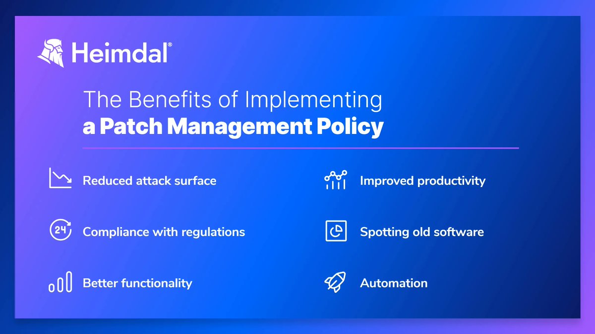 HeimdalSecurity's tweet photo. Did you know that 90% of breaches could have been avoided by companies if they implemented patches earlier? Read more about the benefits of developing a #patchmanagementpolicy!

https://t.co/k7pQmGnJSW https://t.co/7rLVBYZbM7