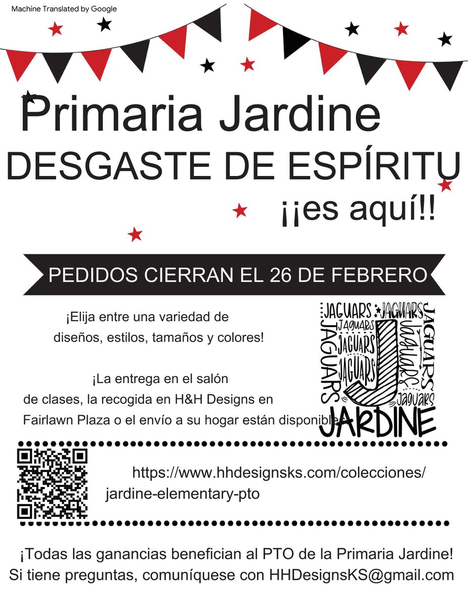 Reminder: Tomorrow is the last day to turn in orders for spirit wear!