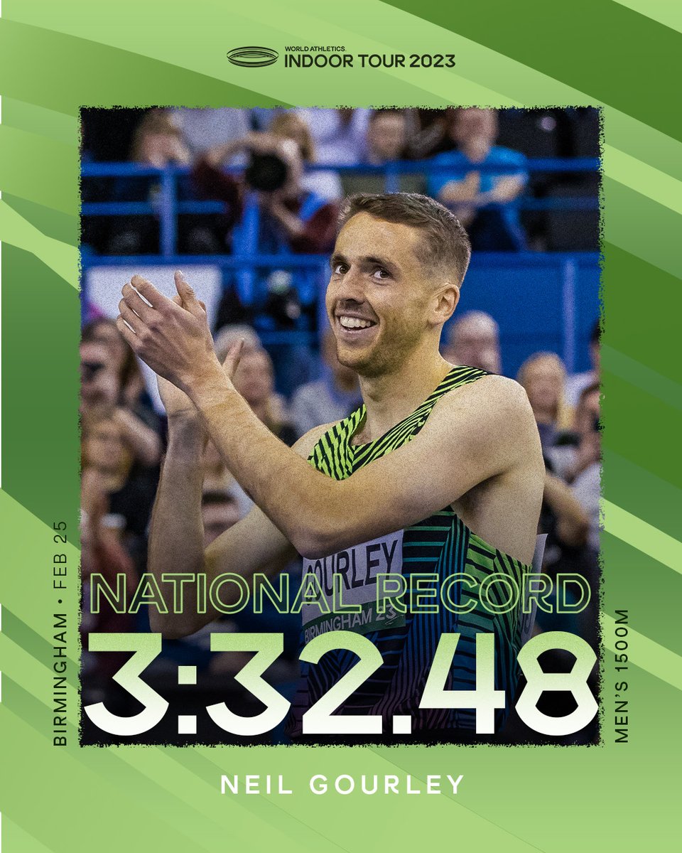 WorldAthletics's tweet photo. Are you not entertained? 😳

British record for @Neil_Gourley in the men's 1500m 🔥

#WorldIndoorTour https://t.co/3beIiE07ko