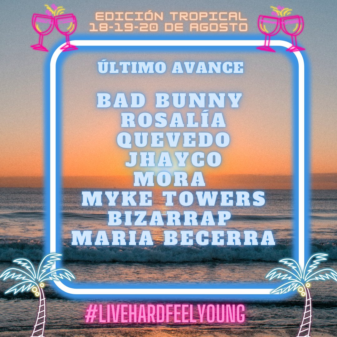 HardandYoungesp's tweet photo. ¡AQUÍ TENÉIS EL ÚLTIMO AVANCE DEL FESTIVAL EDICIÓN TROPICAL!
ARTISTAS DE TALLA MUNDIAL ASISTEN AL MEJOR FESTIVAL DE VERANO ¿TE LO VAS A PERDER?
#tropical #summer #digitalUMkt
#livehardfeelyoung https://t.co/6w6qIaNL6I