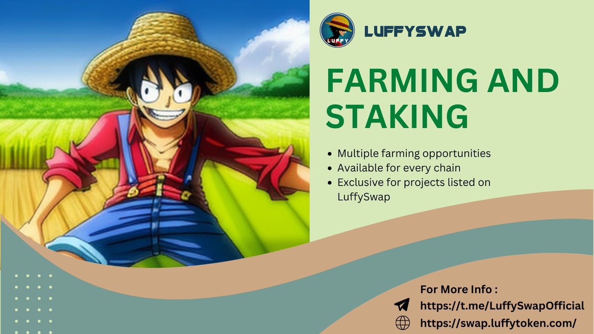 <a href="/MrBigWhaleREAL/">Mr. WHALE</a> Staking and farming available soon on #LufftSwap!  List your project now for additional exposure, marketing and advanced #Defi capabilities.
#LuffyToken $Luffy #Crypto #ETH #BNb