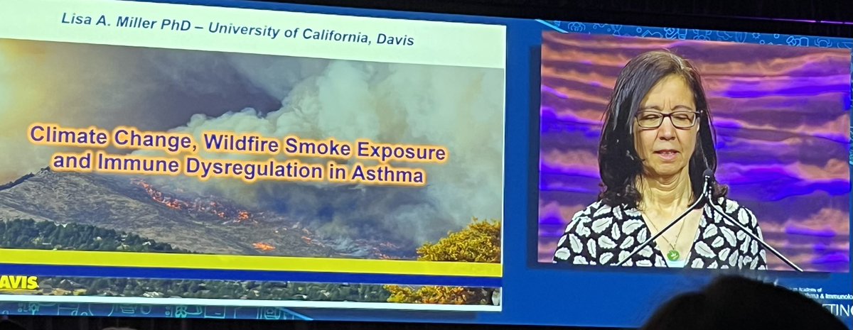 Great plenary talk by Dr. Lisa Miller at the #AAAAI23. Climate change probably influences allergies and asthma by prolonging seasons and increasing pollen growth.