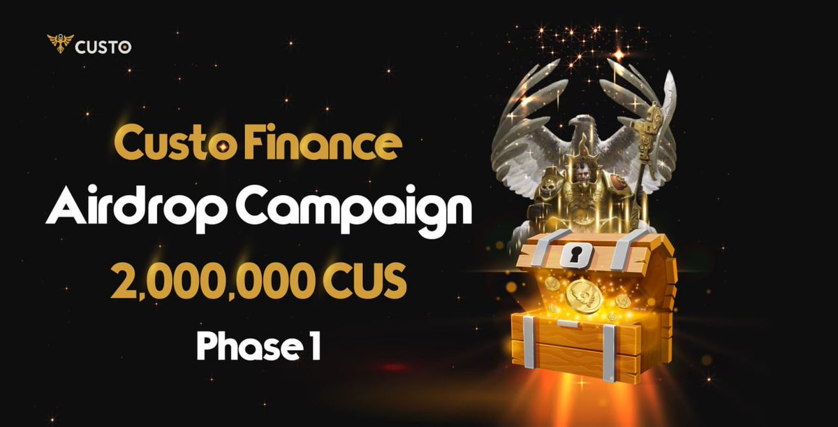 🔥 Biggest #AIRDROP Campaign 🔥 

Join now to get huge $CUS prizes.

➡️ Join now: giv.gg/custofinance

👑 Total Rewards Pool: 2,000,000 $CUS for 1000 winners

💵 Top Referrers Rewards!

⏰ 25 Feb -  10 Mar
#Arbitrum #Airdrop  #Arbitrumairdrop  #AirbitrumGiveaway