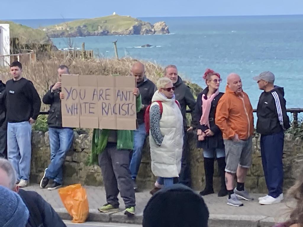 CornwallResists's tweet photo. The fash crowd is thinning out but we still need people here until every one of them is gone. Here's what their protest looks like now, total shambles 😅 https://t.co/xR3svDofGe