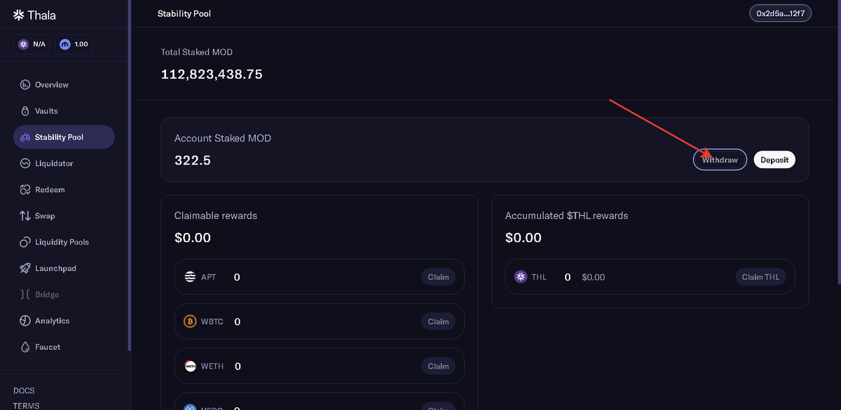 crypto_cipher01's tweet photo. 2/4 
4. Go to tab - vaults and create vault. Make a deposit of $APT tokens and take $MOD tokens (as I understand Move One Dollar🙃). Repeat the same steps with other test tokens that we requested in the faucet. 
5. Go to the stability pool tab and make a deposit of #MOD tokens. https://t.co/Pz7d5R578A