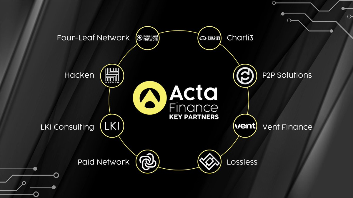 ActaFi's tweet photo. Every week we take time to thank our key partners and show them off to the world! 

Wondering who they are?
👉 https://t.co/gAwUzGwXoy

And don't forget, we'll be back with our next #PartnerSpotlight this Monday! 

#ActaFi #KeyPartners #Defi https://t.co/jnJpNGdjwF