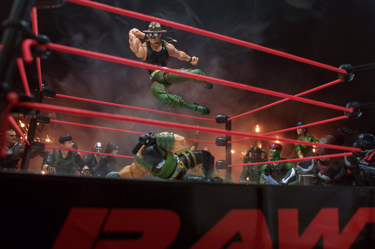 Off the top rope! Happy Slaughter Saturday everyone!! Yo Joe!!! #gijoe #sgtslaughter #crocmaster #wwe #wrestlemania #hasbro #yojoe #arah #gijoeclassified #toyphotography #practicalfx #diorama #actionfigures #rawiswar #slaughtersaturday #toyart #gijoetoys #sixinchaf #yesiamanadult