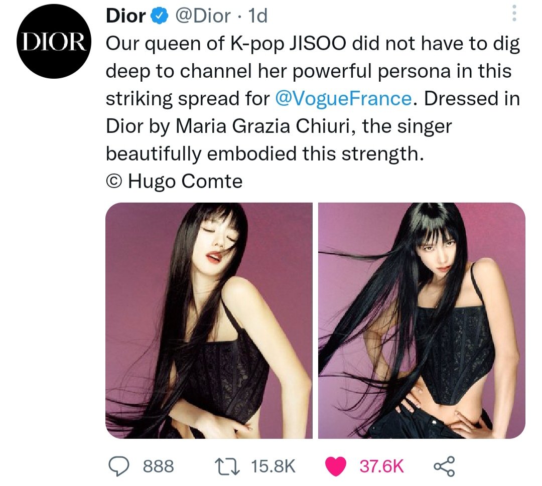 Fan_BoyOT4's tweet photo. THE SLAYER 🔥💥 THE TREND✨
KIM #JISOO 💖🔥💥✨✔️
#DiorBeauty #VogueFrance #BLACKLINK #KPOP https://t.co/IATtEUOOjA
