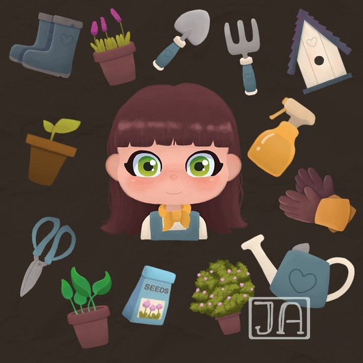 jadvin_art's tweet photo. Spring Gardening. Girl and her gardening items. This girls hobby is gardening. What is your hobby? 

This is also one of my latest clipart projects. It contains 20 different drawings in the packet. #clipart #clipartforsale #illustrationforsale #downloada… https://t.co/kKgmHDIUlG https://t.co/VEjG1at6MV