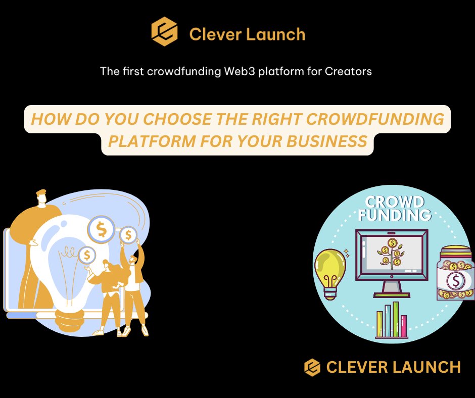 cleverlaunch's tweet photo. Here are a few things to consider when choosing a crowdfunding platform:
- The type of business you have. 
- The amount of money you need to raise
- The duration of the campaign. 
- The fees associated with the platform. 
- The geographical 
Please send: https://t.co/MxiseLEUHT https://t.co/0UpEKfOPuK