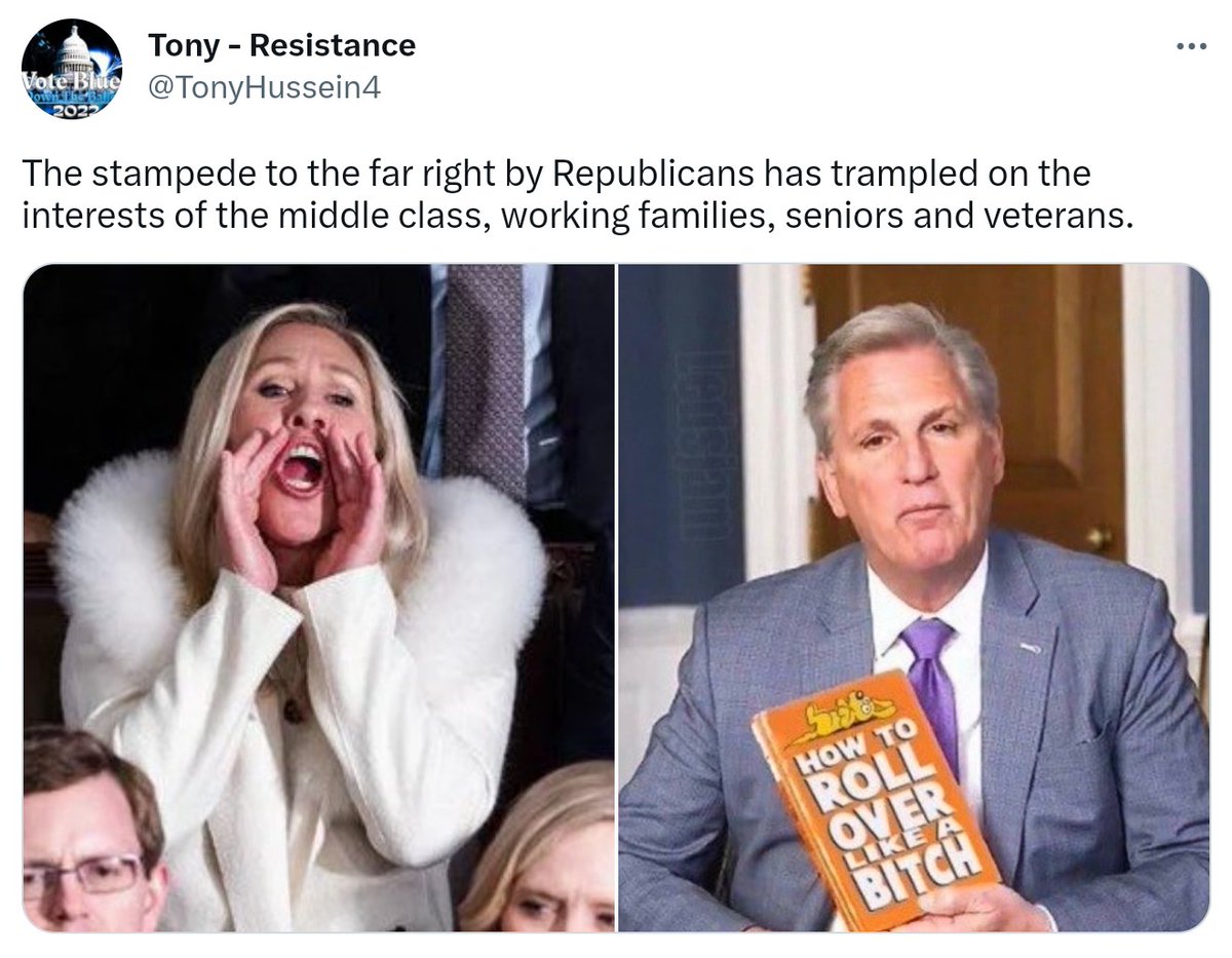 Speaker Kevin McCarthy and House Republicans are lurching to the right, due to unfettered corporate money, from billionaires who don't like paying taxes, Big Pharma who want higher prescription drug prices, the NRA, and gun manufacturers who want to flood our streets with AR-15s.