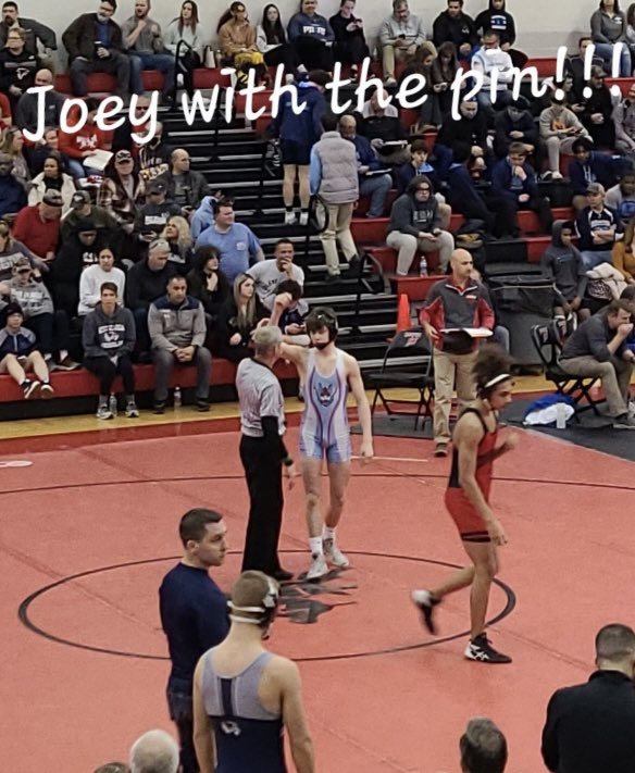 Varsity Wrestling Action - The Vikings are competing in the OHSAA Sectional Wrestling Tournament at Painesville Harvey High School - Joe Oriani gets a Fall at 138 lbs. and his first round match.