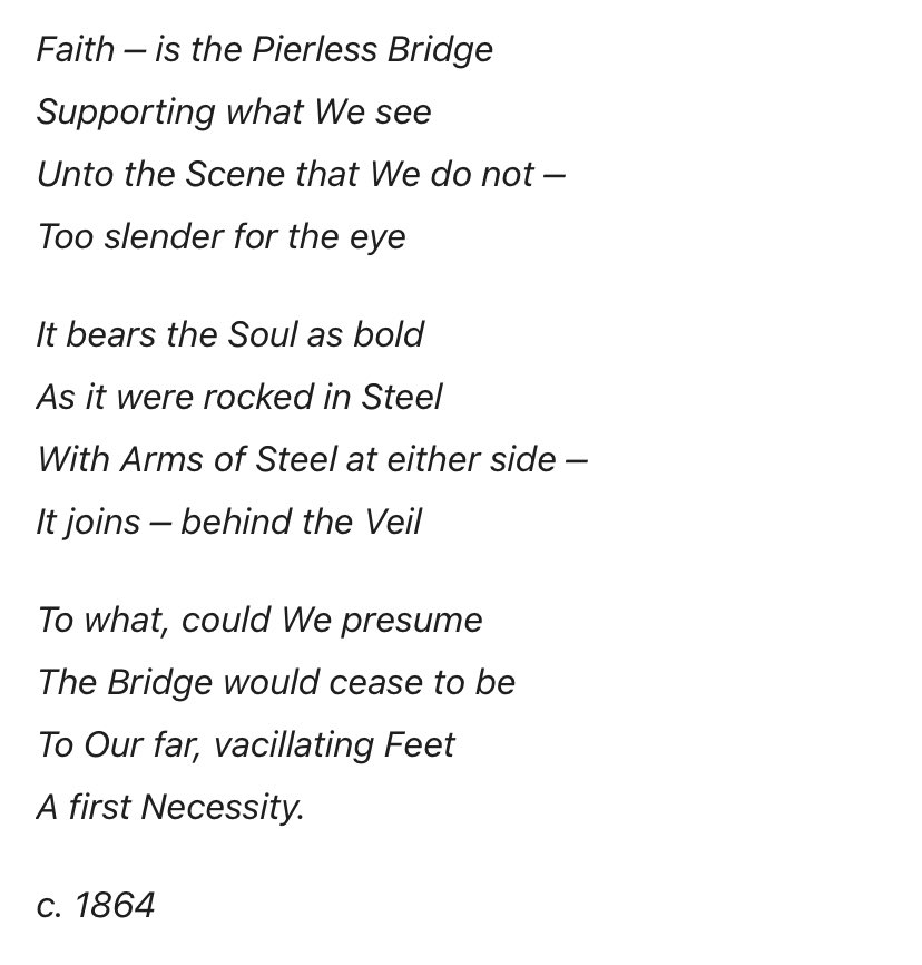 markostrander's tweet photo. @madelinevo Faith Is The Pierless Bridge
Poem 915 https://t.co/DDQ1M9MJa0