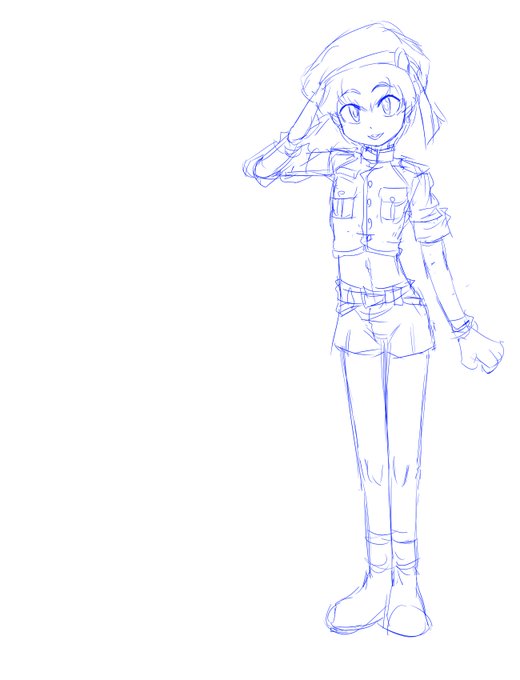 子リスみたいな可愛らしい軍服ショタのラフ。 