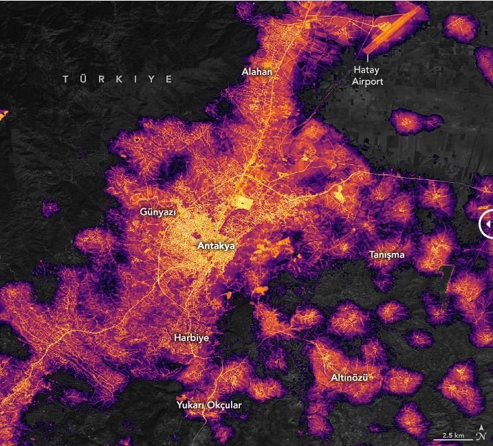 darkwebhaber's tweet photo. NASA, Antakya'nın deprem öncesi ve sonrası kızılötesi uydu görüntülerini paylaştı. https://t.co/WBEH3AMyv6