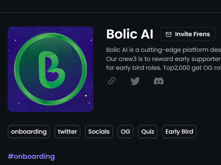 coinofcrypto's tweet photo. 🚀 Airdrop: Bolic AI
Top 2,000 get OG roles, Top 5,000 get early bird roles. 🎁
Link: https://t.co/Al6mGnYc6s
➡️ Connect Wallet
➡️ Complete Task
➡️ Join
#Airdrop #Nft #Giveaways #bolicai https://t.co/SViKVXaCEY