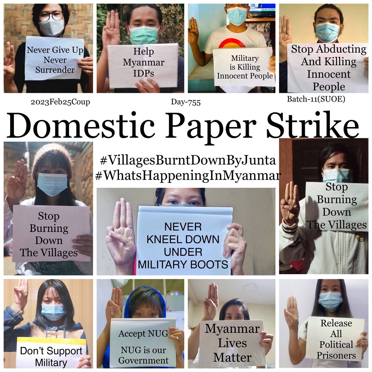 ActivistLittle's tweet photo. Daily anti-coup revolutionary domestic strike by pro-democracy CDMer teachers from Sagaing University of Education as 755th day.

#2022Feb25Coup #WhatsHappeningInMyanmar https://t.co/yjx4wvTw4C
