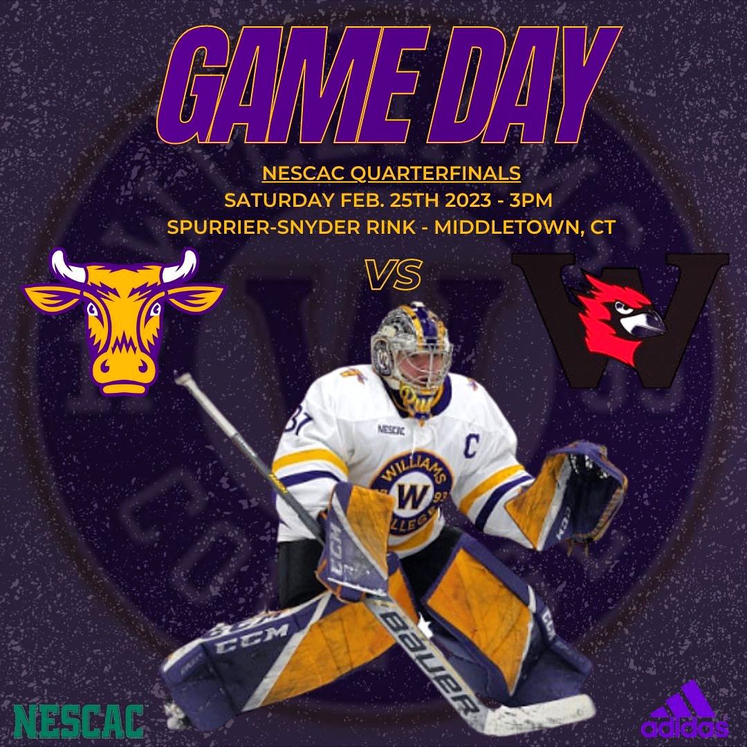 PLAYOFF GAME DAY!! The boys are set and ready to roll as they take on the #1 seed <a href="/wes_mhockey/">Wesleyan Hockey</a> in the first round of the <a href="/NESCACicehockey/">NESCAC Ice Hockey</a> playoffs. Puck drop is at 3pm in Middletown, CT! #GoEphs