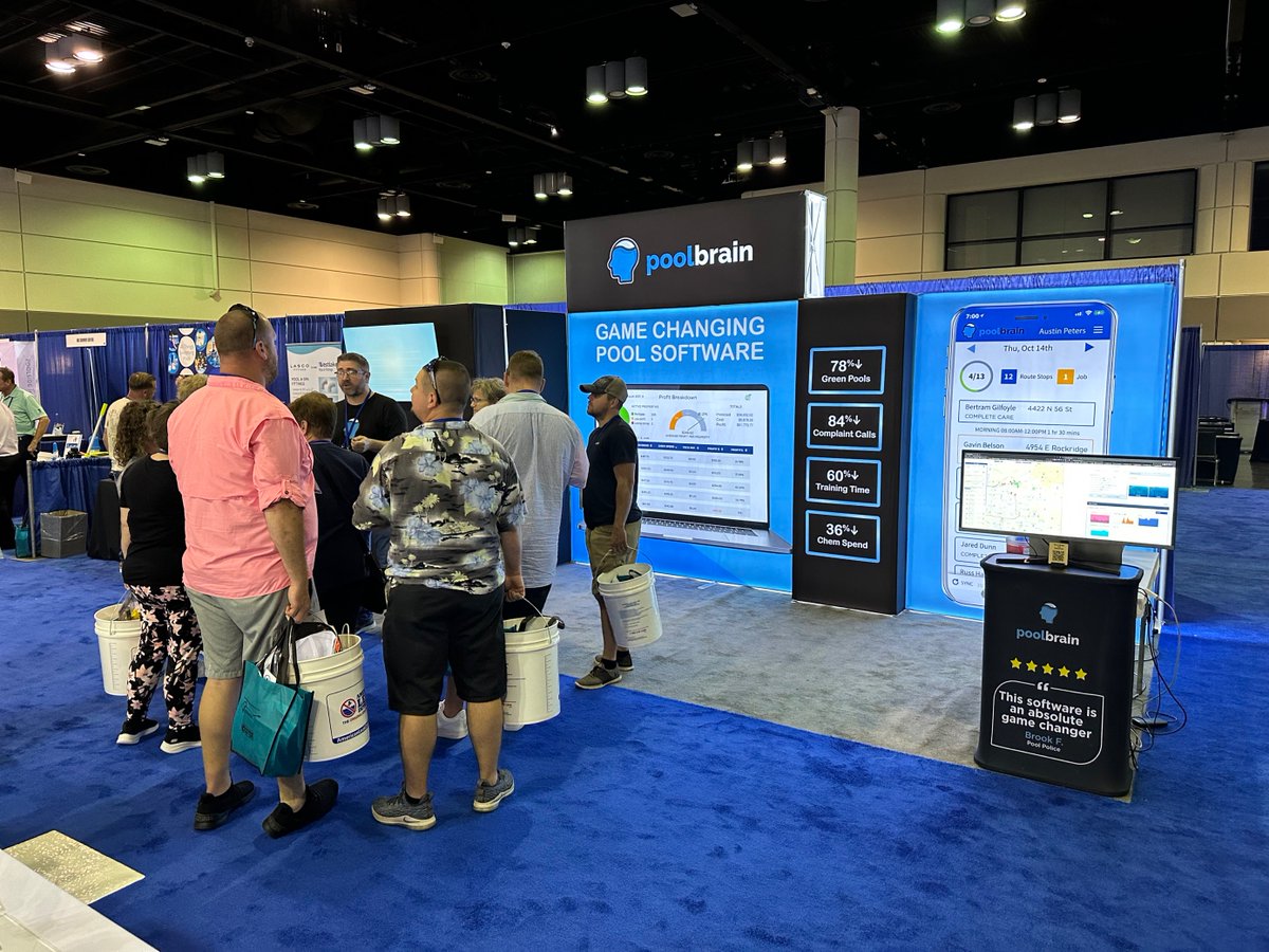 PoolBrainApp's tweet image. The 2023 Everything Under the Sun Expo has started! If you are in Orlando, stop by our booth (414) and meet the team. Get a demo from Adam or Matt and you'll see why leading pool companies choose Pool Brain. 😎 #poolcompanysoftware #poolservicesoftware