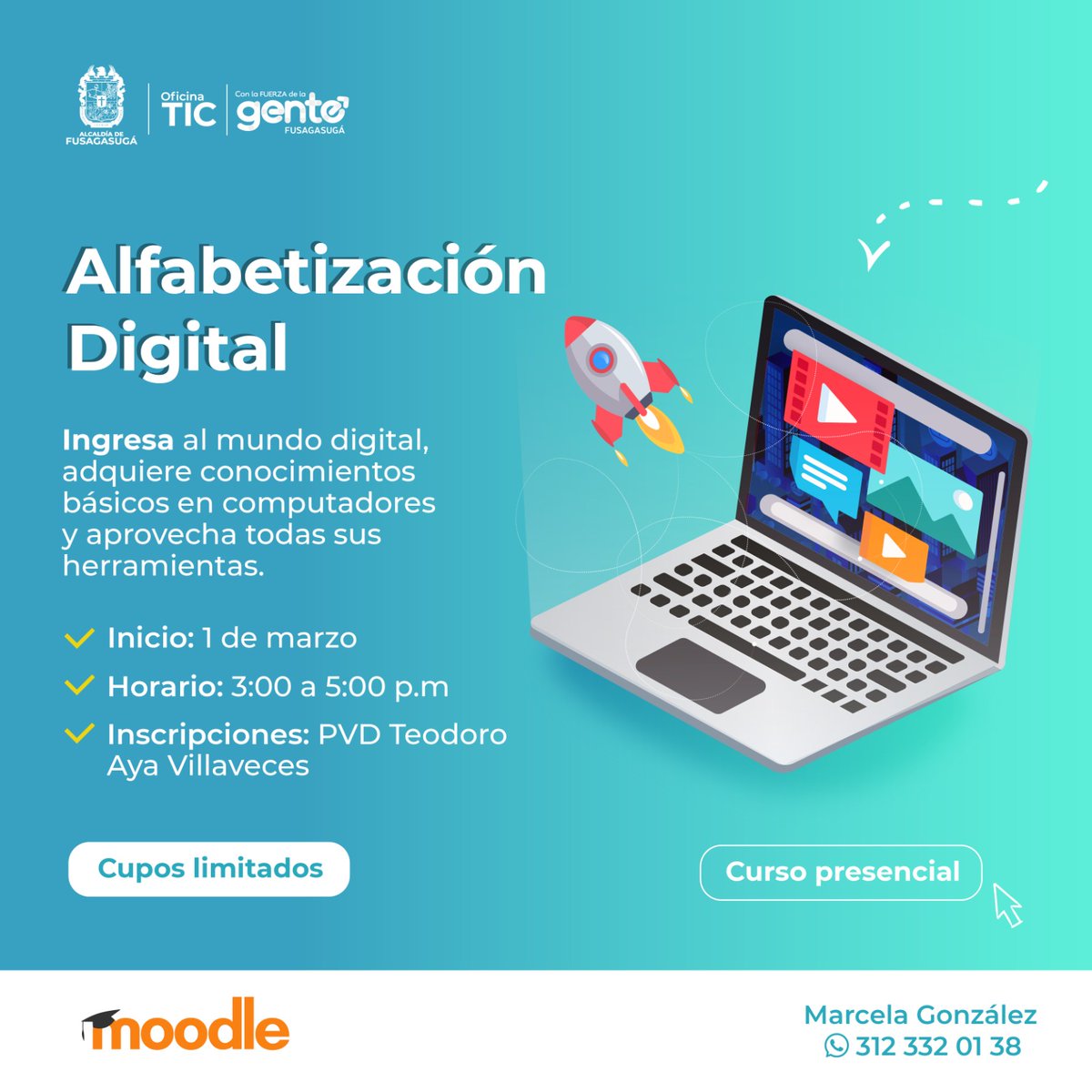 FusagasugaTIC's tweet photo. Curso | 💻🙋🏻 Adquiere conocimientos básicos en computadores, Internet y mucho más. ¡No te lo pierdas!

#FusagasugáViveEnTic
#ConLaFuerzaDeLaGente https://t.co/KhStM5THav