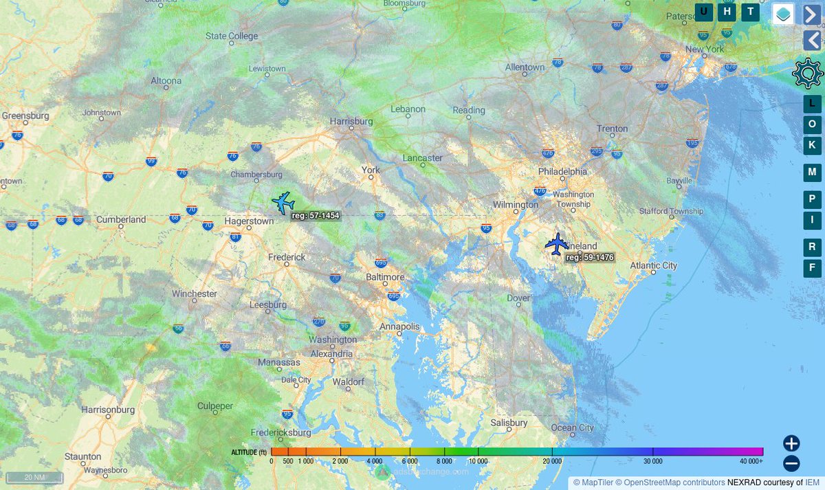 TheIntelFrog's tweet photo. USAF KC-135 Stratotankers #AE0380/57-1454 as NICE10 is RTB to Pittsburgh as #AE04C5/59-1476 as NICE11 takes over CAP duty. Likely a pair of NOBLE## fighters under that just changed out as well. https://t.co/uuF4LYYjXT