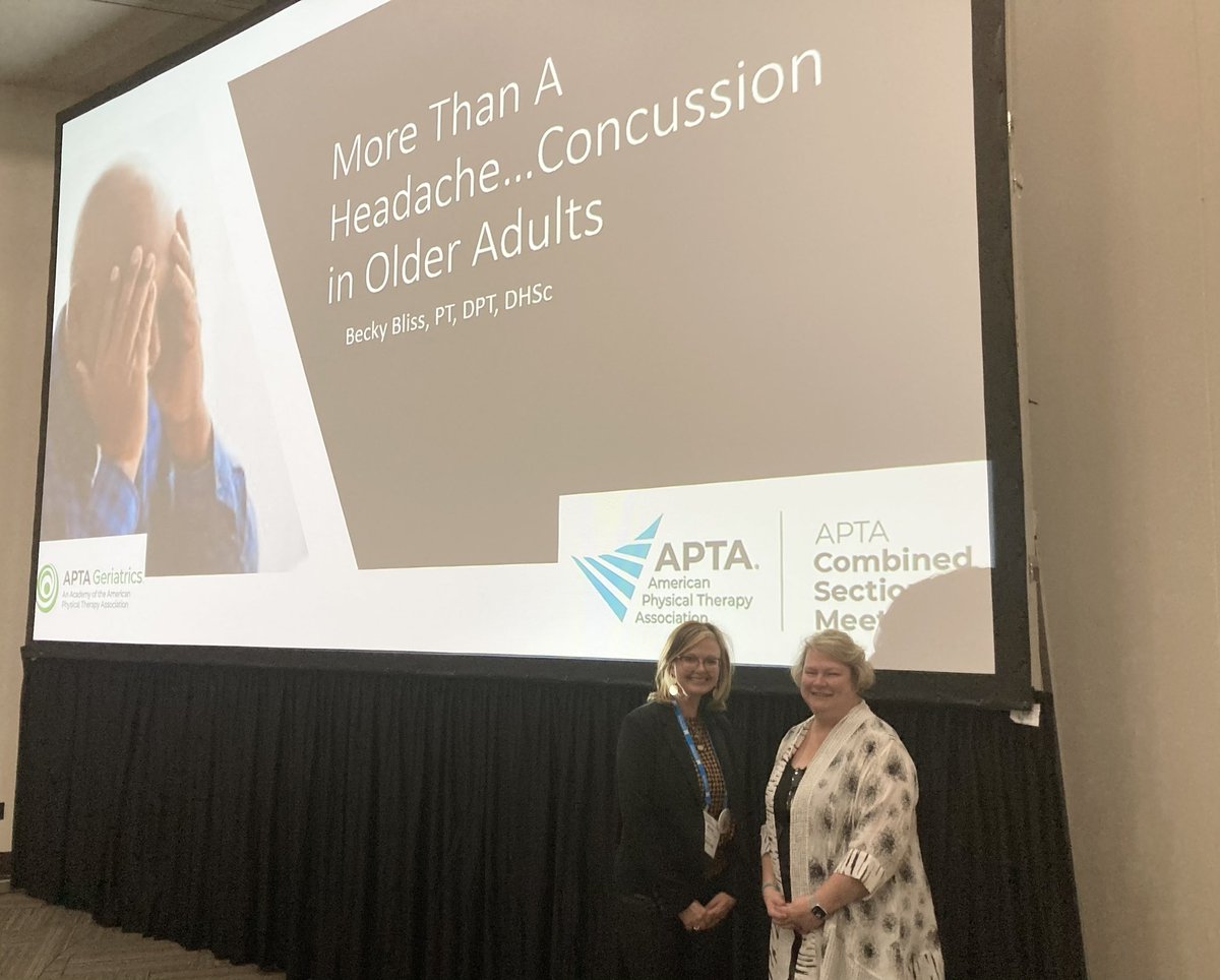 BBlissDPT's tweet image. Had a blast with @twinmomplus discussing unique considerations of concussion in older adults! @APTA_Geriatrics #CSM2023