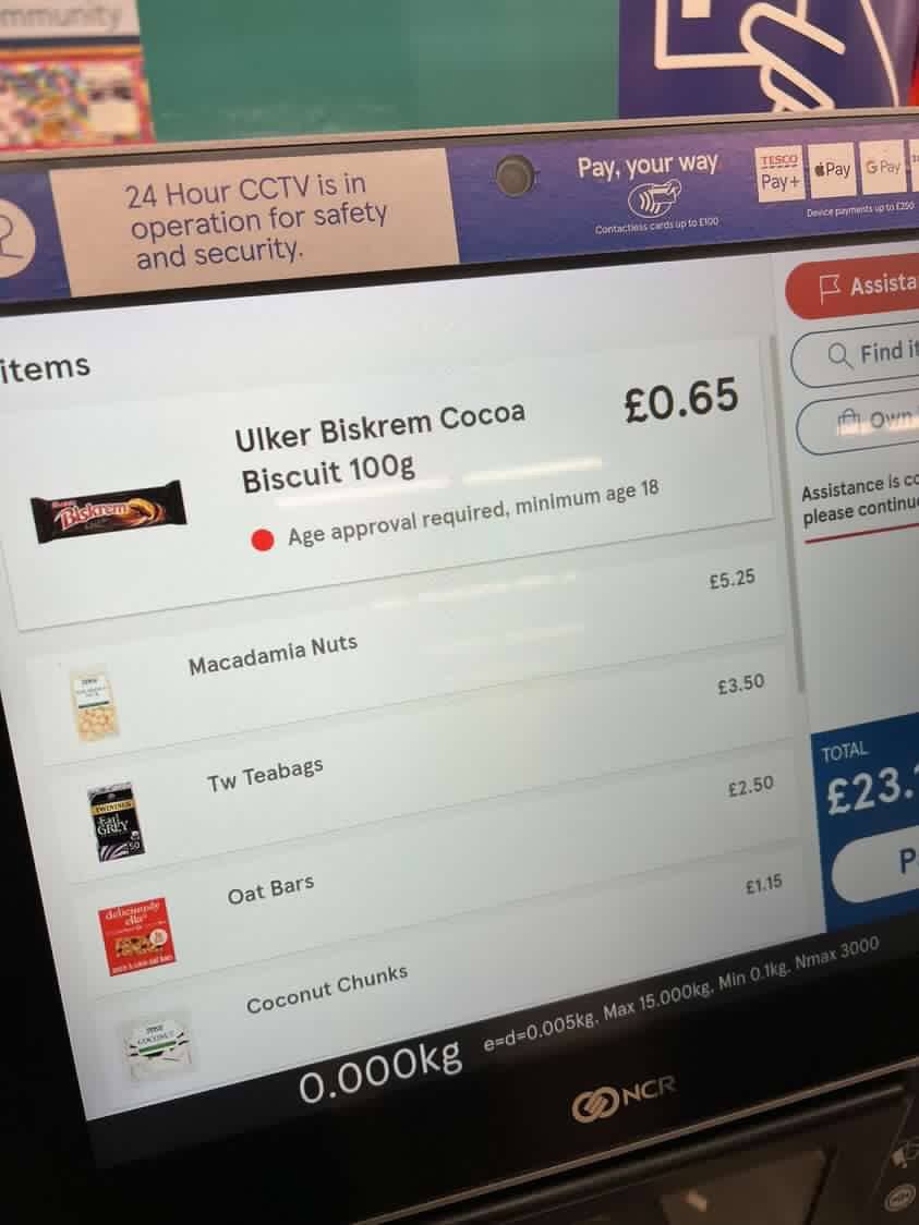 insideeat's tweet image. In Tesco supermarkets in the UK, when you want to purchase Turkish products they'll ask you to confirm that you are over 18 years old.
But why? It's just a biscuit!?
@Tesco