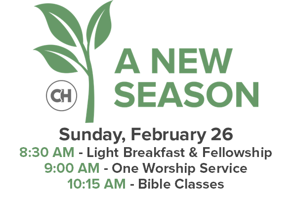 collegehillsCoC's tweet photo. We would love for you to join us this Sunday! We will have one service @ 9:00 am with Bible Classes following worship @ 10:15 am. Come early for a light breakfast and fellowship @ 8:30 am. 🌿💚 https://t.co/9A18d498Mp