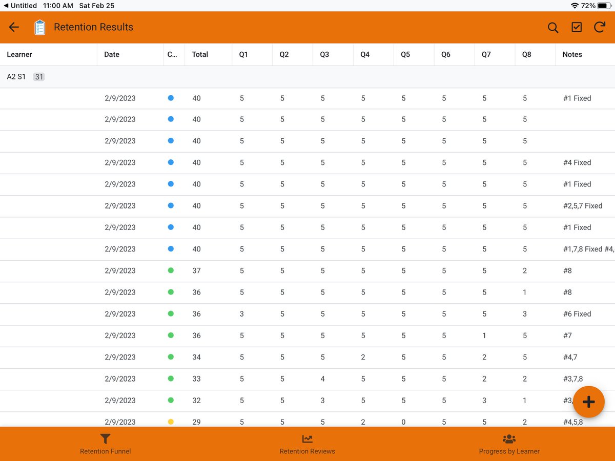 RoweRikW's tweet photo. Revised our #RetentionReview app to include a filter to cut and slice our data by Course, Learner or Date range! We can more easily identify those Learners in need of more supports. #DataDrivenLearning https://t.co/X3S3Bqg8DO
